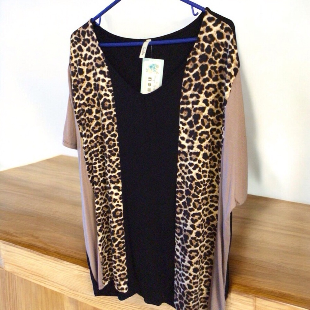 Leopard Color Block Tunic size xl